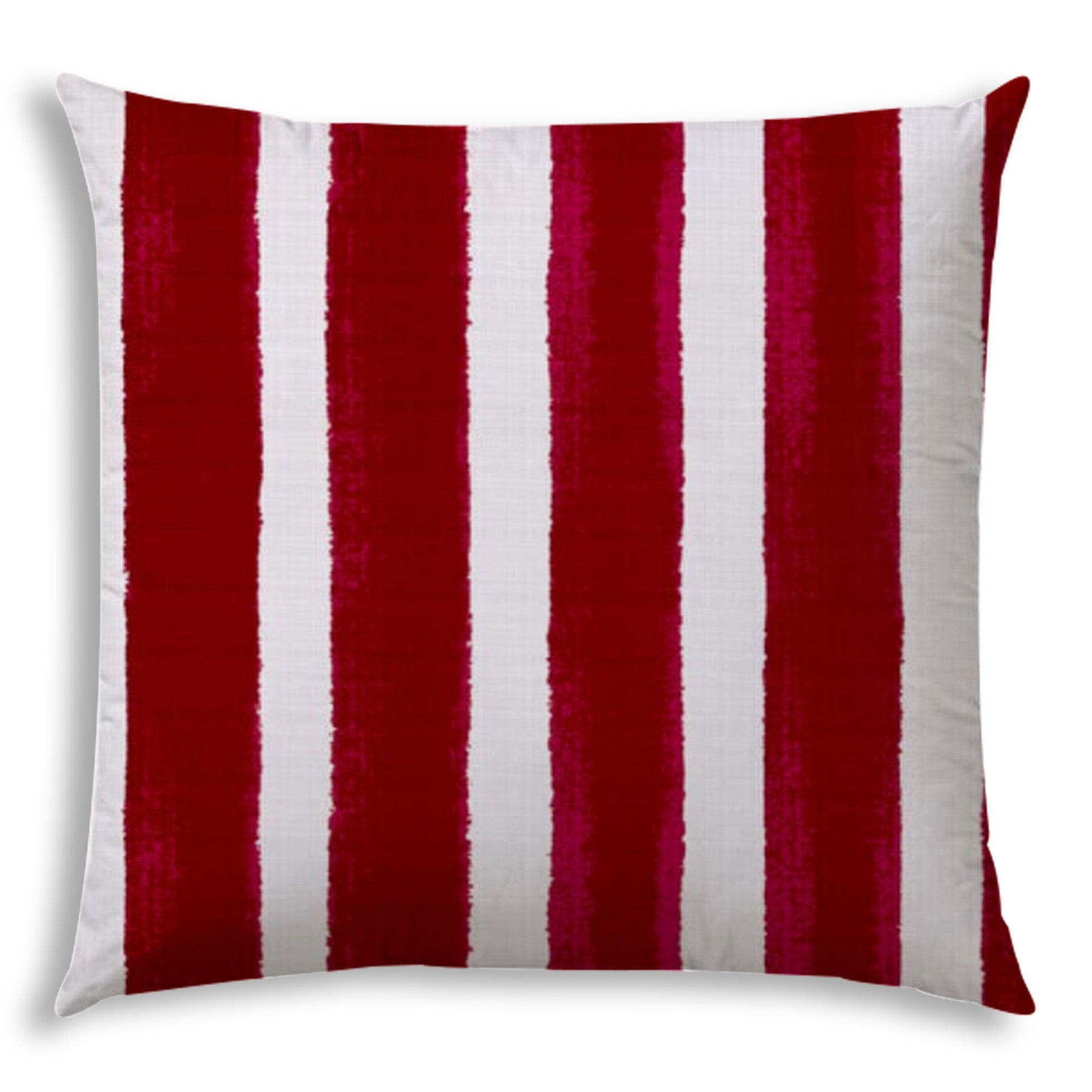 20" X 20" Hot Pink And White Zippered Polyester Striped Throw Pillow Cover