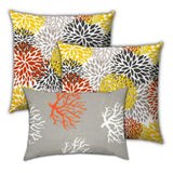 Set Of Three 19" X 19" Gray And White Zippered Floral Throw Indoor Outdoor Pillow Cover