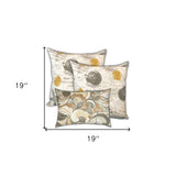 Set Of Three 19" X 19" White And Beige Seashells Zippered Nautical Throw Indoor Outdoor Pillow Cover