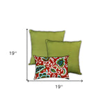 Set Of Three 19" X 19" White And Red Zippered Solid Color Throw Indoor Outdoor Pillow Cover