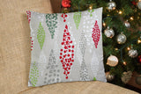 20" X 20" Red Gray And White Zippered 100% Cotton Throw Pillow Cover