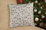 14" X 20" Red Gray And White Zippered 100% Cotton Polka Dots Lumbar Pillow Cover