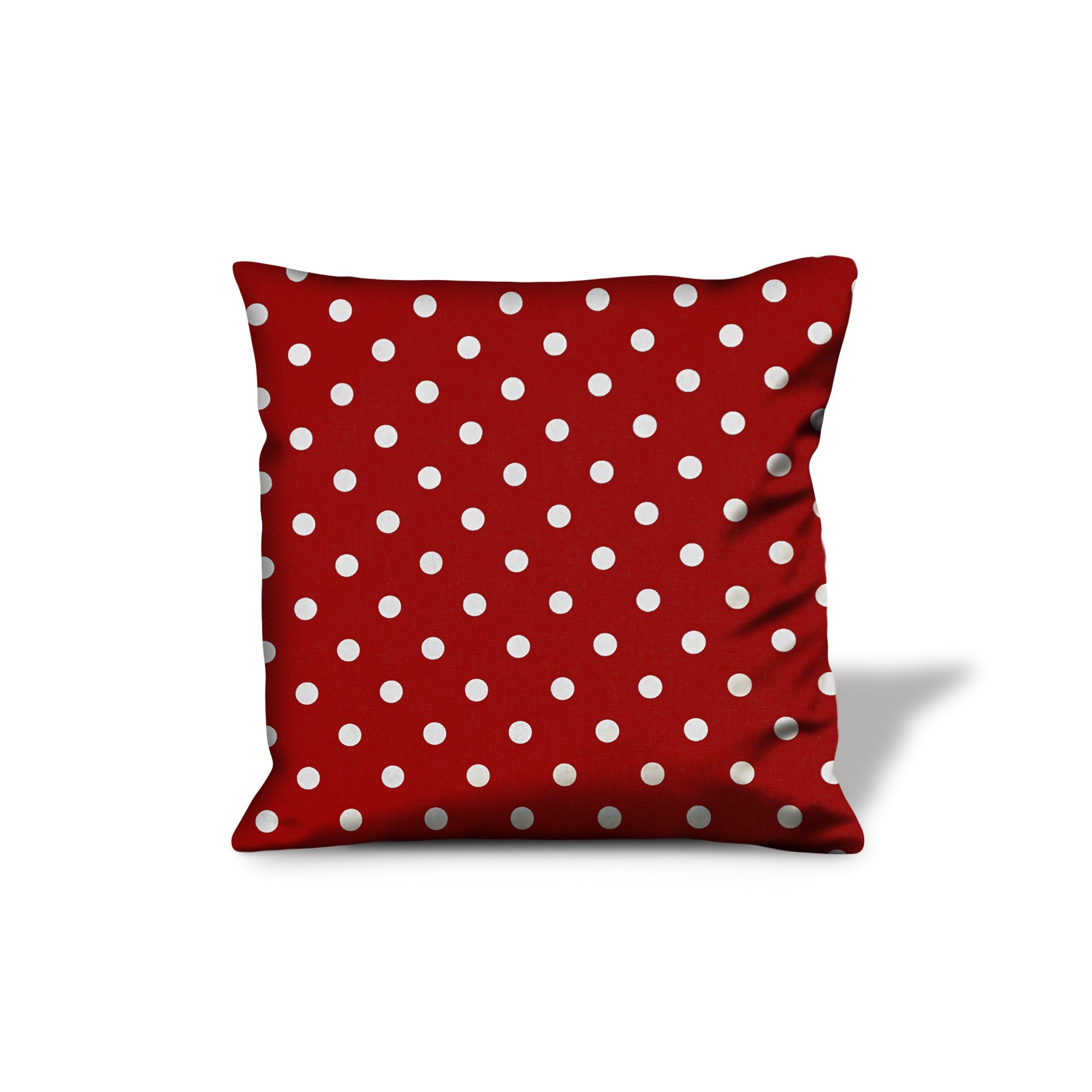 17" X 17" Red And White Zippered 100% Cotton Polka Dots Throw Pillow Cover