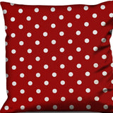 14" X 20" Red And White Zippered 100% Cotton Polka Dots Lumbar Pillow Cover