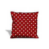 20" X 20" Red And White Zippered 100% Cotton Polka Dots Throw Pillow Cover