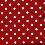 20" X 20" Red And White Zippered 100% Cotton Polka Dots Throw Pillow Cover