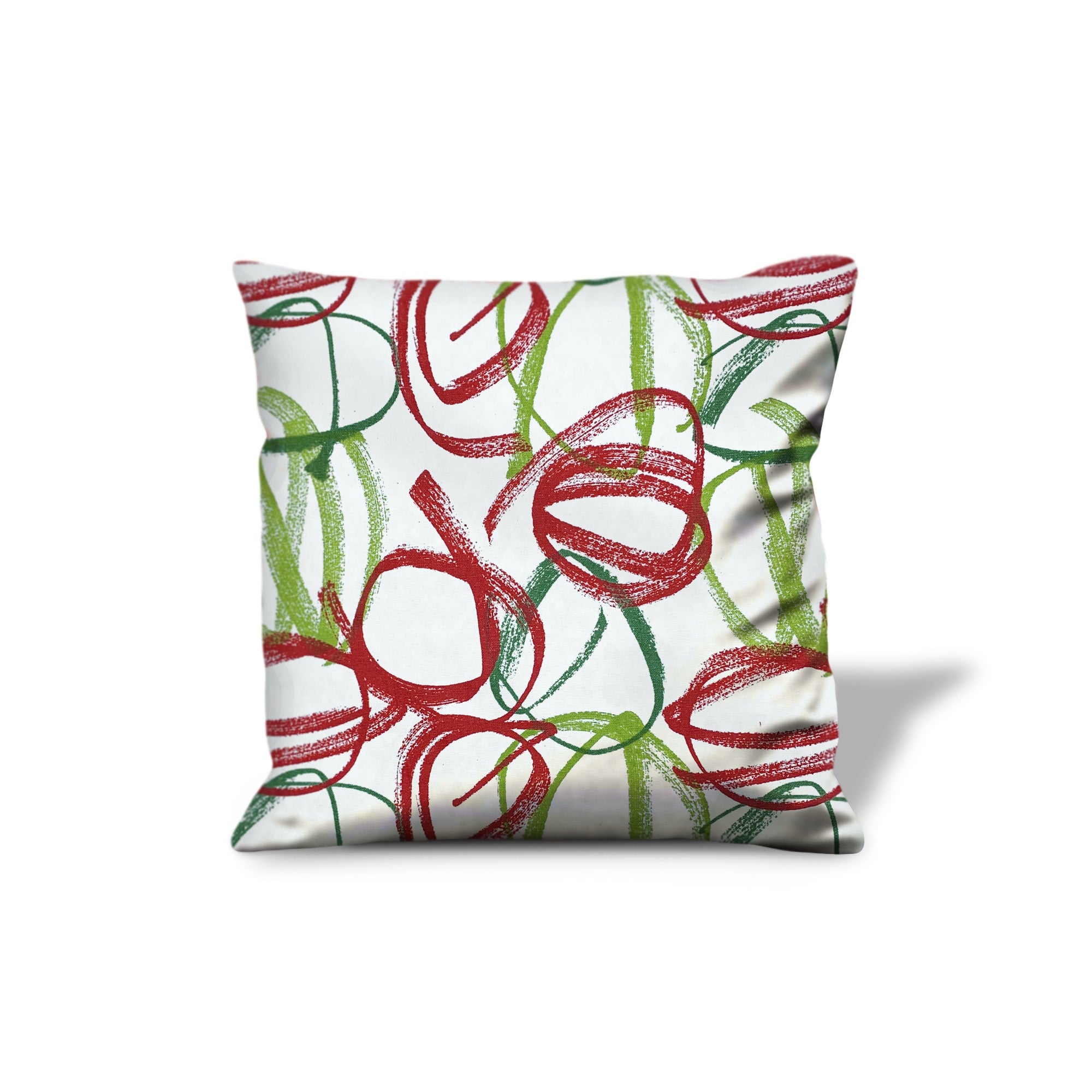 17" X 17" Red Gray And White Zippered 100% Cotton Abstract Throw Pillow Cover