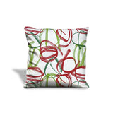 20" X 20" Red Gray And White Zippered 100% Cotton Abstract Throw Pillow Cover