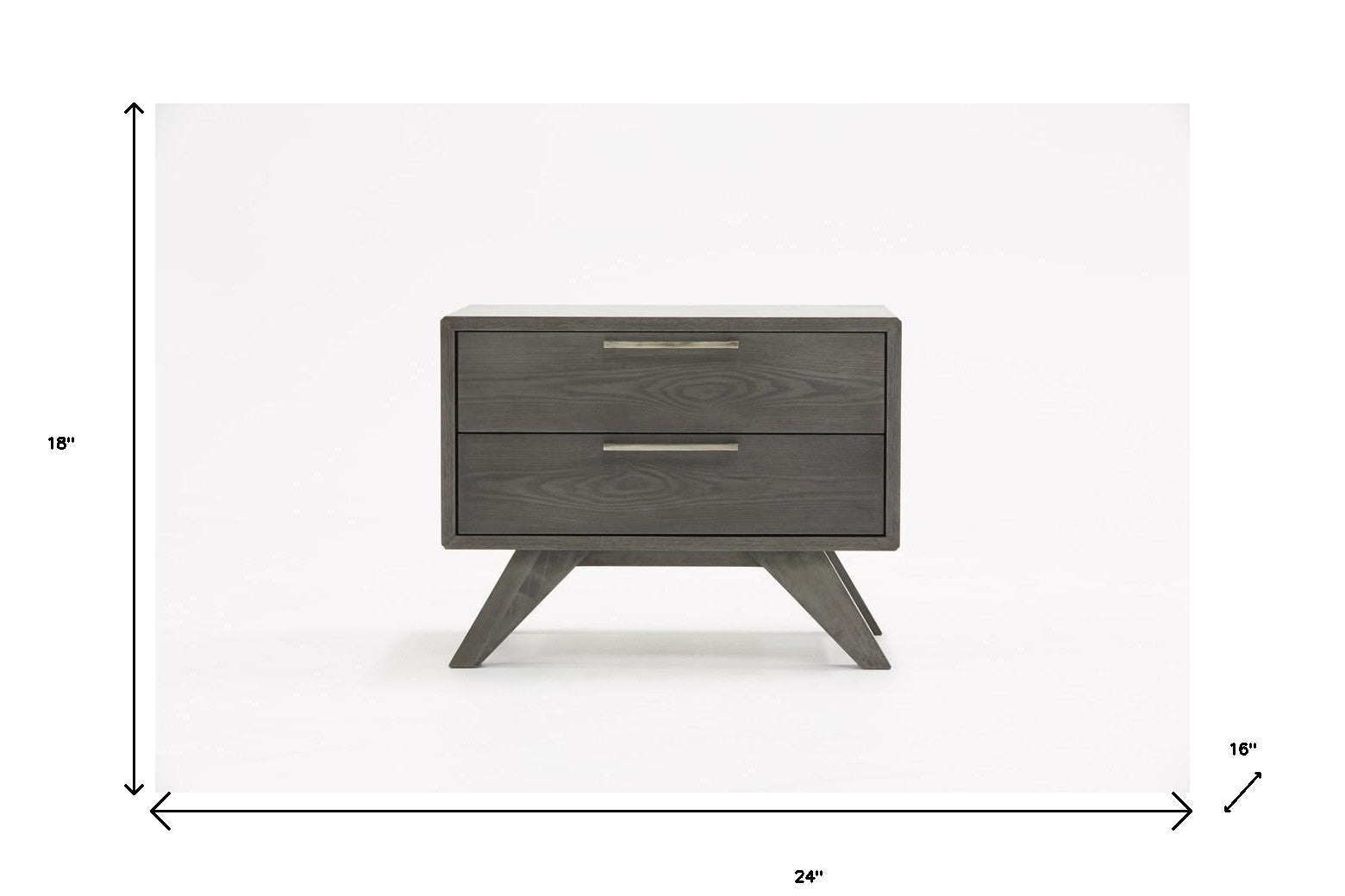 Modern Gray Wash Nightstand with Two Drawers