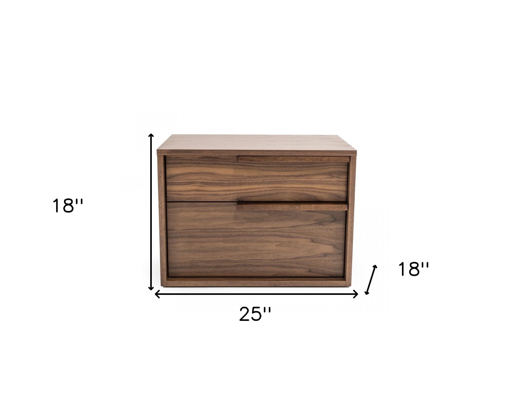 Modern Light Brown Walnut Nightstand with Two drawers