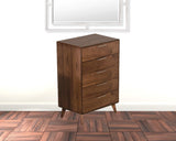 30" Walnut Solid Wood Five Drawer Chest