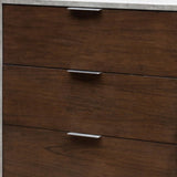 35" Dark Walnut And Grey Manufactured Wood Five Drawer Chest