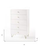 30" White Manufactured Wood Five Drawer Chest