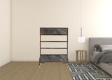 30" Walnut And Grey Manufactured Wood Five Drawer Chest