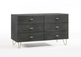 51" Grey Manufactured Wood Six Drawer Double Dresser