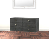 51" Grey Manufactured Wood Six Drawer Double Dresser