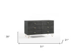 51" Grey Manufactured Wood Six Drawer Double Dresser