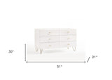 51" White Manufactured Wood Six Drawer Double Dresser