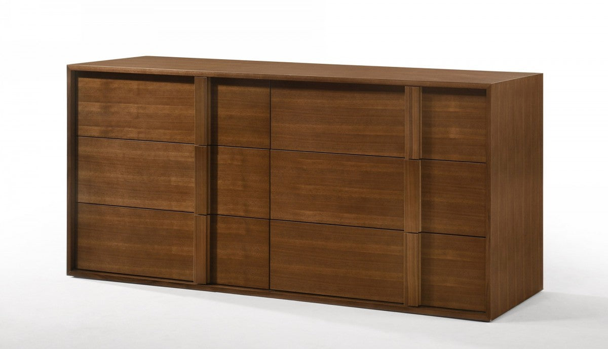 65" Walnut Solid Wood Six Drawer Double Dresser