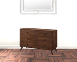 51" Walnut Solid Wood Six Drawer Double Dresser