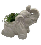 17"  Cream Elephant Indoor Outdoor Planter Statue