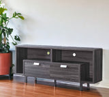 60" Ash Gray Particle Board And Mdf Cabinet Enclosed Storage TV Stand