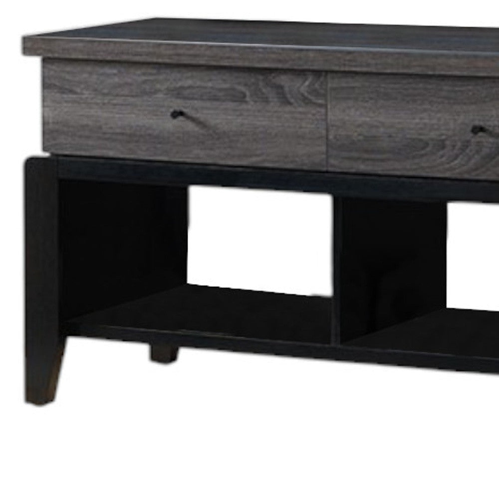 60" Black And Gray Particle Board And Mdf Cabinet Enclosed Storage TV Stand