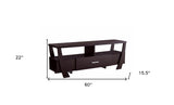 60" Dark Brown Particle Board And Mdf Cabinet Enclosed Storage TV Stand