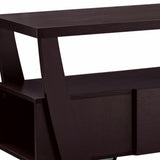 60" Dark Brown Particle Board And Mdf Cabinet Enclosed Storage TV Stand