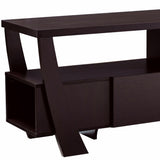 60" Dark Brown Particle Board And Mdf Cabinet Enclosed Storage TV Stand