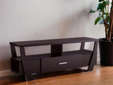 60" Dark Brown Particle Board And Mdf Cabinet Enclosed Storage TV Stand