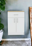 34" Light Oak and White Pantry Cabinet