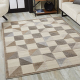 8' X 10' Gray Geometric Stain Resistant Indoor Outdoor Area Rug