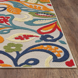 8’ x 10’ Multicolor Jacobean Floral Indoor Outdoor Area Rug