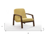 31" Gold and Walnut Retro Modern Wood Armchair