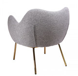 29" Plush Grey and Gold Comfy Accent Chair