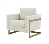 31" Cream And Gold 100% Polyester Arm Chair