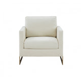 31" Cream And Gold 100% Polyester Arm Chair