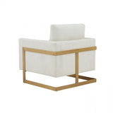 31" Cream And Gold 100% Polyester Arm Chair