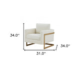 31" Cream And Gold 100% Polyester Arm Chair