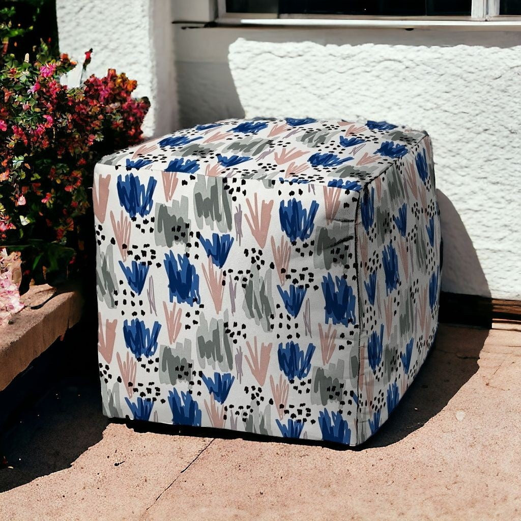 17" Pink Polyester Cube Geometric Indoor Outdoor Pouf Ottoman