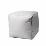 17" Cool Crisp White Solid Color Indoor Outdoor Pouf Cover