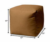 17" Cool Warm Mocha Brown Solid Color Indoor Outdoor Pouf Cover