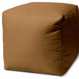 17" Cool Warm Mocha Brown Solid Color Indoor Outdoor Pouf Cover