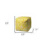 17" Yellow Cube Paisley Indoor Outdoor Pouf Cover