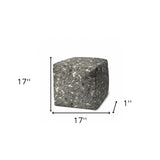 17" Gray Cube Paisley Indoor Outdoor Pouf Cover