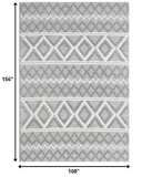 9’ x 13’ Gray Ivory Diamonds Boho Chic Area Rug
