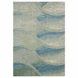 5' X 8' Blue Abstract Dhurrie Area Rug