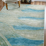 5' X 8' Blue Abstract Dhurrie Area Rug