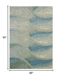5' X 8' Blue Abstract Dhurrie Area Rug